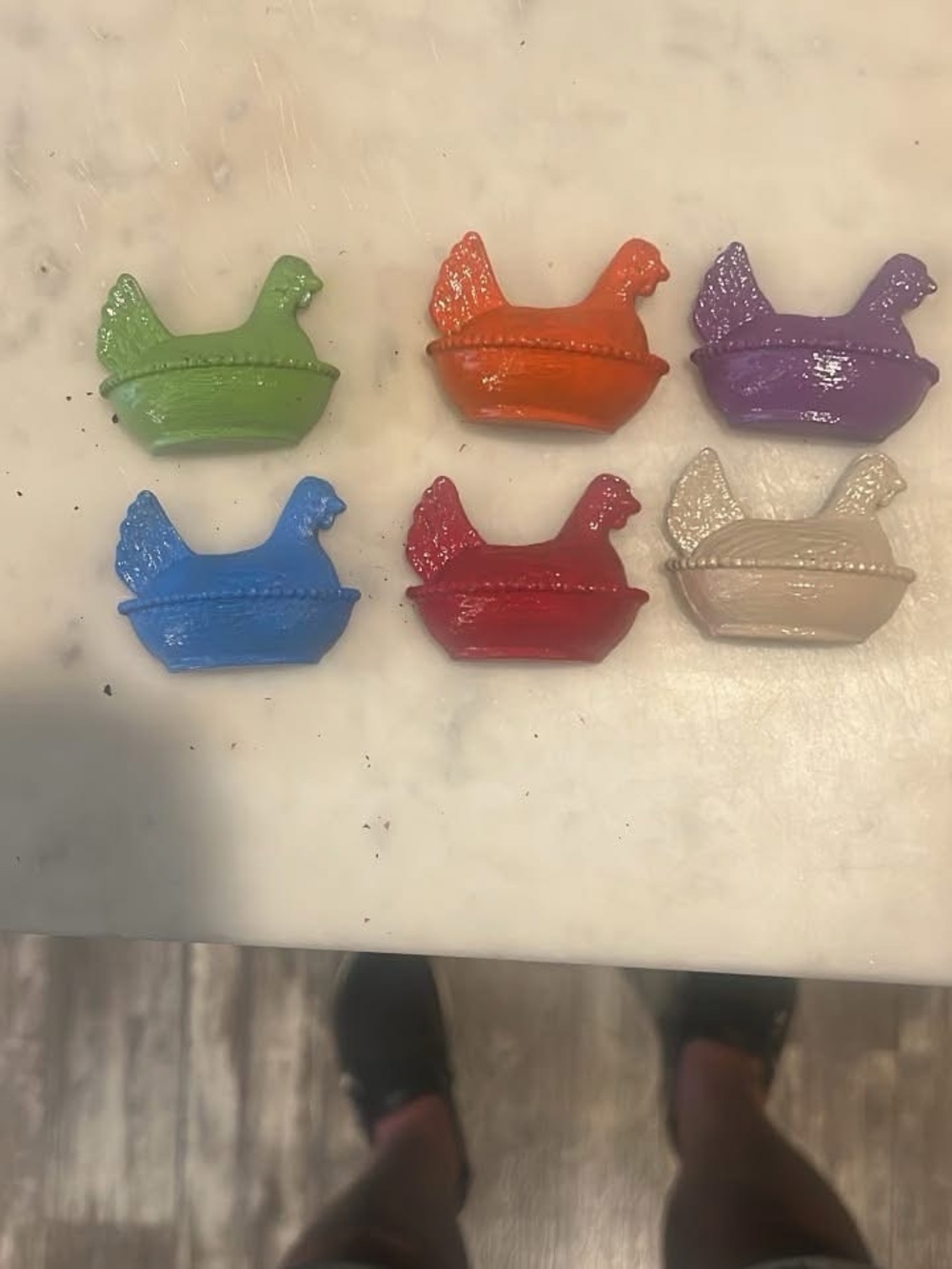 Colorful Chicken-Shaped Kids Shoe Charms - 6 pack